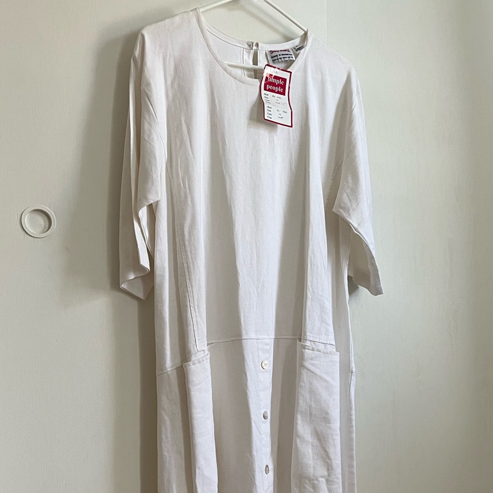 Vintage linen-blend drop-waist dress.